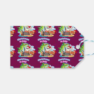 Christmas in July Tropical Santa Beach Design Gift Tags
