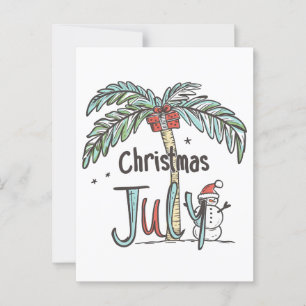 Christmas in July Tropical Snowman Holiday Design Postcard