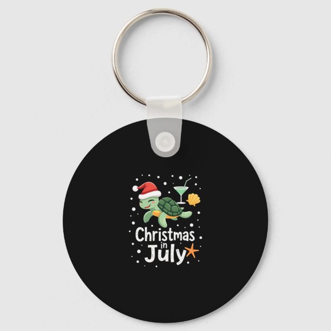 Christmas In July Turtle Summer Xmas Tortoise Wome Key Ring (Front)