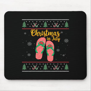 Christmas In July Ugly Christmas Summer Flip Flops Mouse Mat