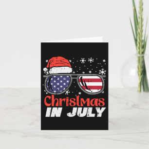 Christmas In July Us Flag Santa Patriot Men Women Card