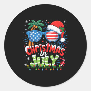 Christmas In July Usa Flag Summer Beach Hawaii San Classic Round Sticker