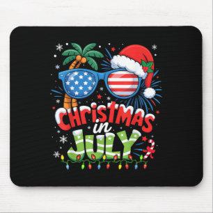 Christmas In July Usa Flag Summer Beach Hawaii San Mouse Mat