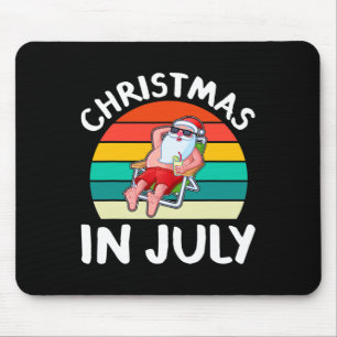 Christmas In July Vintage Santa Hawaiian Surfing S Mouse Mat