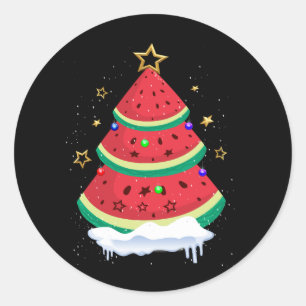 Christmas In July Watermelon Christmas Tre Summer  Classic Round Sticker