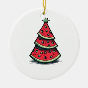 Christmas in July Watermelon Christmas Tree  Ceramic Tree Decoration