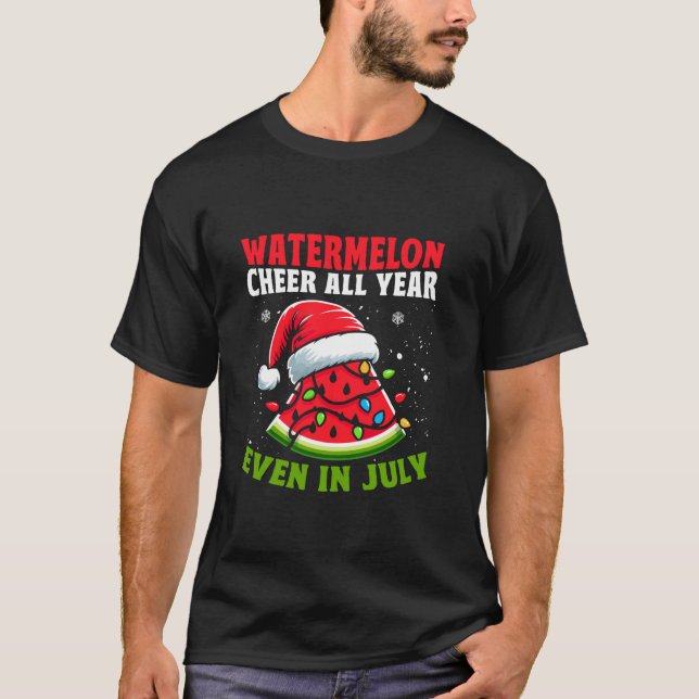Christmas in July Watermelon Christmas Tree Light  T-Shirt (Front)