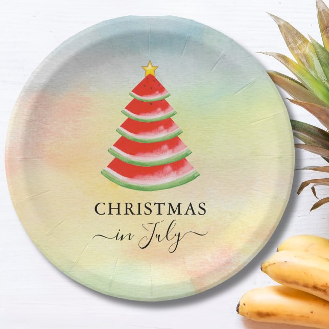 Christmas in July Watermelon Christmas Tree Paper Plate (Creator Uploaded)