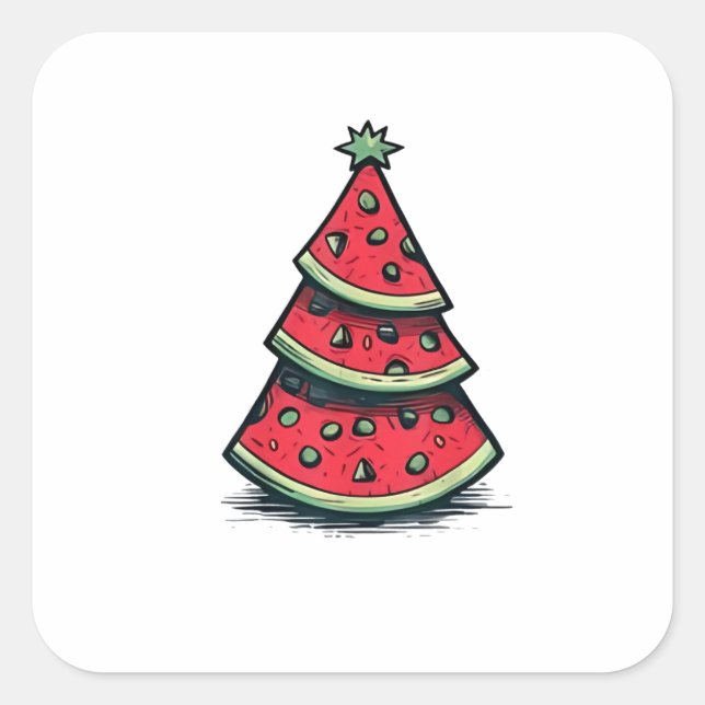 Christmas in July Watermelon Christmas Tree  Square Sticker (Front)