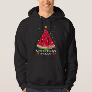 Christmas In July Watermelon Christmas Tree Summer Hoodie
