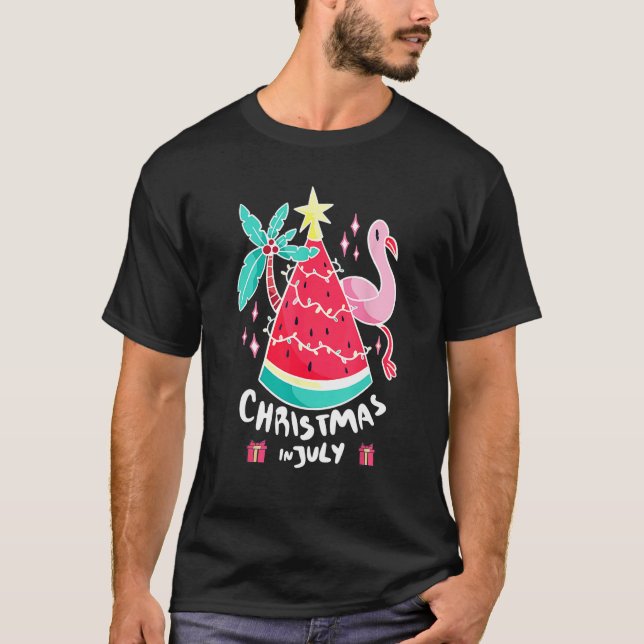 Christmas In July Watermelon Christmas Tree Summer T-Shirt (Front)