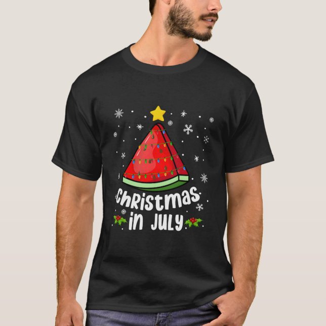 Christmas In July Watermelon Funny Summer Beach Xm T-Shirt (Front)