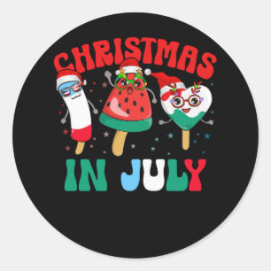 Christmas In July Watermelon Ice Pops Xmas Santa H Classic Round Sticker