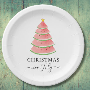 Christmas in July Watermelon Paper Plate