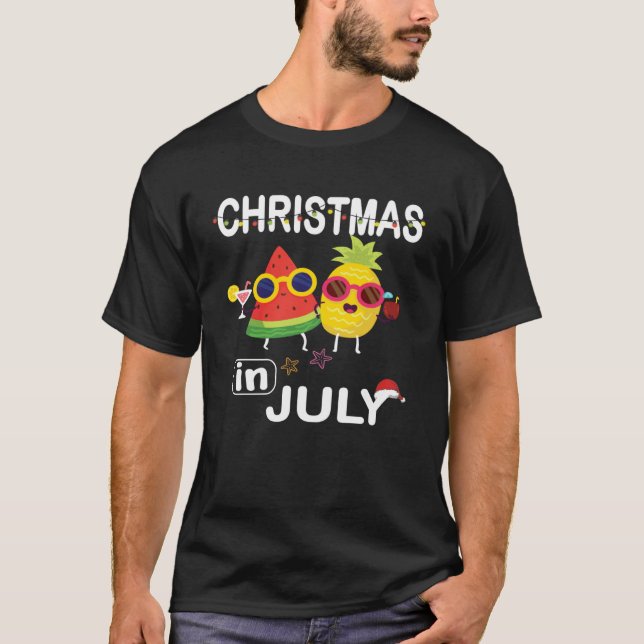 Christmas In July Watermelon Pineapple Xmas Summer T-Shirt (Front)