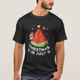 Christmas In July Watermelon Santa Summer Tree T-Shirt
