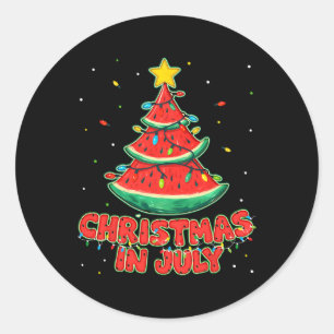Christmas In July Watermelon Tree Beach Summer Haw Classic Round Sticker