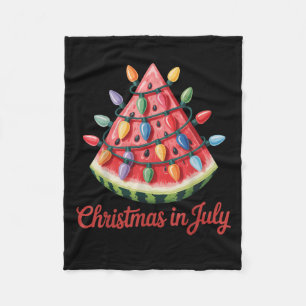 Christmas In July Watermelon Tree Beach Summer Haw Fleece Blanket