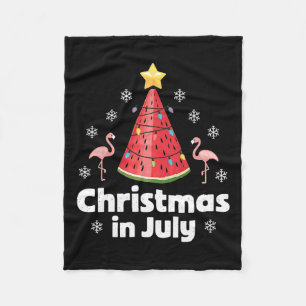 Christmas In July Watermelon Tree Funny Flamingo X Fleece Blanket