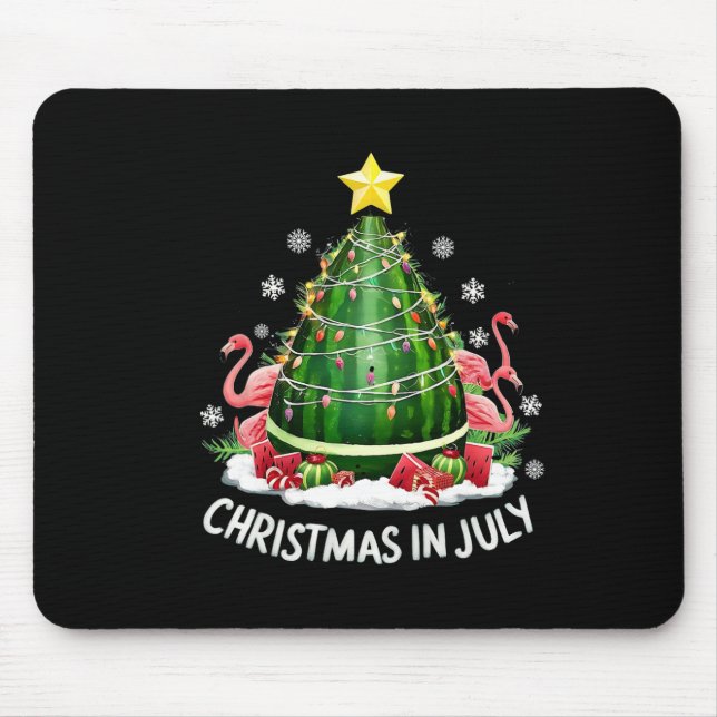 Christmas In July Watermelon Tree Funny Flamingo X Mouse Mat (Front)