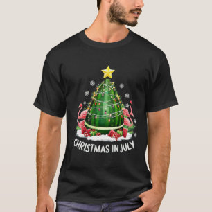 Christmas In July Watermelon Tree Funny Flamingo X T-Shirt