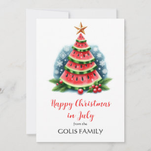 Christmas in July Watermelon Tree  Holiday Card