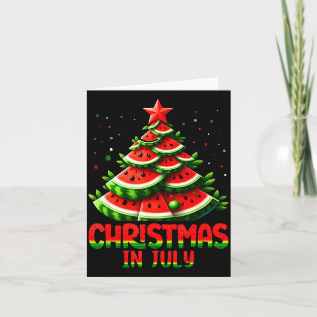 Christmas In July Watermelon Tree Summer Mens Wome Card (Front)