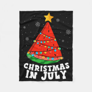 Christmas In July Watermelon Tree Summer Vacation Fleece Blanket