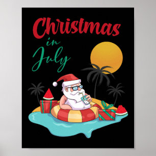 Christmas In July Watermelon Xmas Palm Summer Men Poster