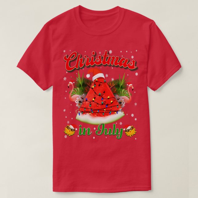 Christmas In July Watermelon Xmas Summer T-Shirt (Design Front)