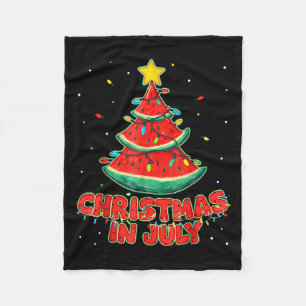 Christmas In July Watermelon Xmas Tree Beach Summe Fleece Blanket