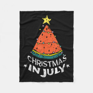 Christmas In July Watermelon Xmas Tree Lights Men Fleece Blanket
