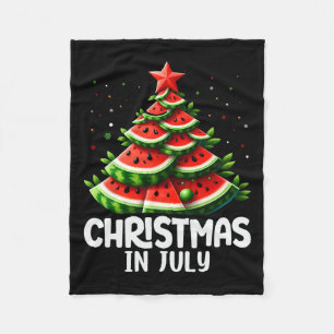 Christmas In July Watermelon Xmas Tree Mens Womens Fleece Blanket