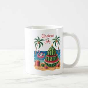 Christmas In July Watermelon Xmas Tree Santa Beach Coffee Mug
