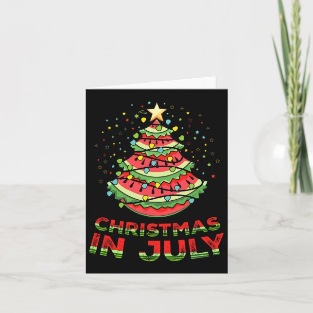 Christmas In July Watermelon Xmas Tree Summer1  Card (Front)