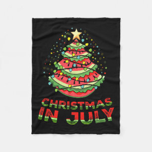 Christmas In July Watermelon Xmas Tree Summer Fleece Blanket