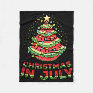 Christmas In July Watermelon Xmas Tree Summer Fleece Blanket