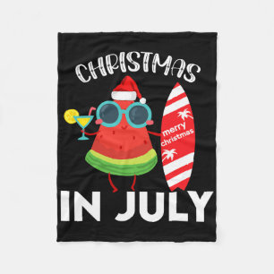 Christmas In July Watermelon Xmas Tree Summer Fleece Blanket