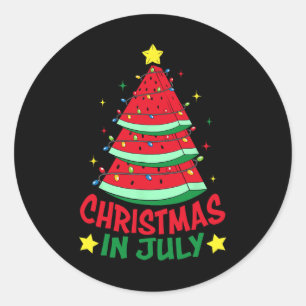 Christmas In July Watermelon Xmas Tree Summer Men  Classic Round Sticker