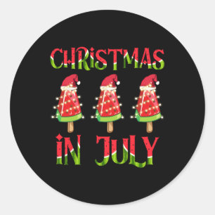 Christmas In July Watermelon Xmas Tree Summer Men Classic Round Sticker
