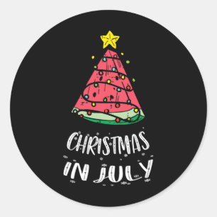 Christmas In July Watermelon Xmas Tree Summer Men  Classic Round Sticker