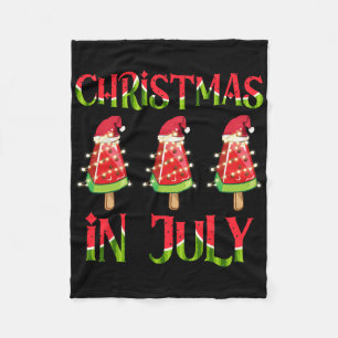 Christmas In July Watermelon Xmas Tree Summer Men Fleece Blanket