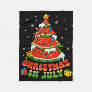 Christmas In July Watermelon Xmas Tree Summer Men Fleece Blanket