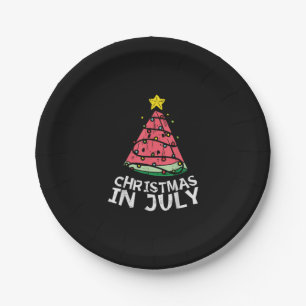 Christmas In July Watermelon Xmas Tree Summer Men  Paper Plate
