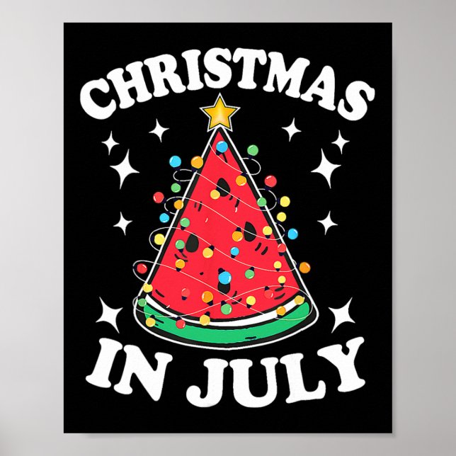 Christmas In July Watermelon Xmas Tree Summer Men  Poster (Front)