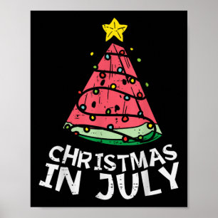 Christmas In July Watermelon Xmas Tree Summer Men Poster