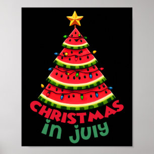 Christmas In July Watermelon Xmas Tree Summer Men Poster