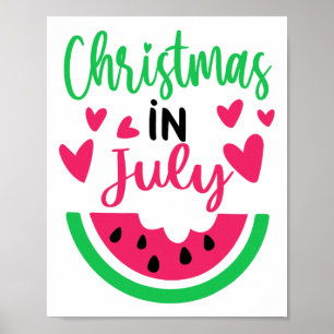 Christmas In July Watermelon Xmas Tree Summer Men Poster