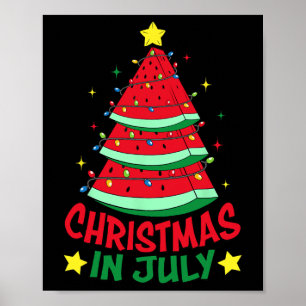Christmas In July Watermelon Xmas Tree Summer Men Poster