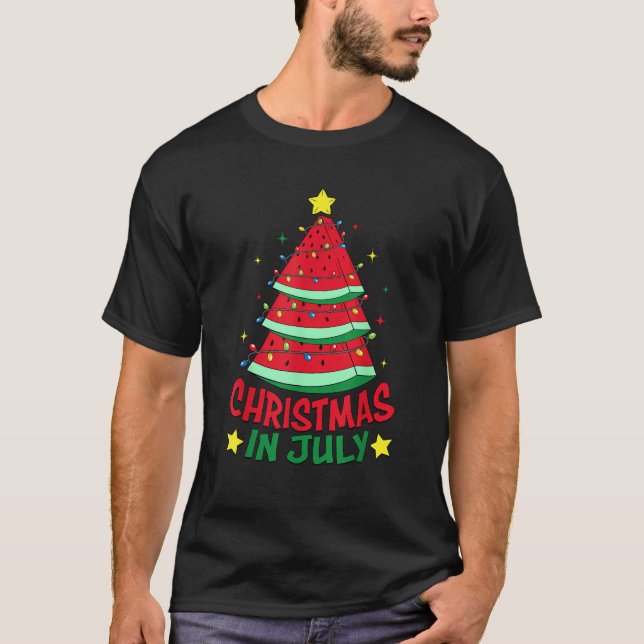 Christmas In July Watermelon Xmas Tree Summer Men  T-Shirt (Front)